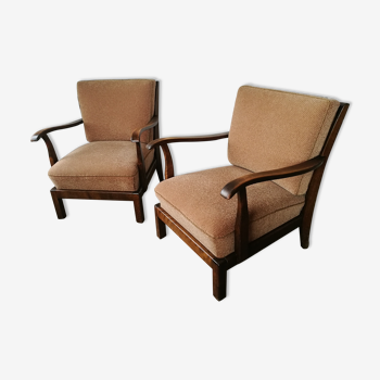 Pair of art deco velvet armchairs