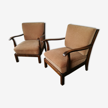 Paire de fauteuils velours art déco