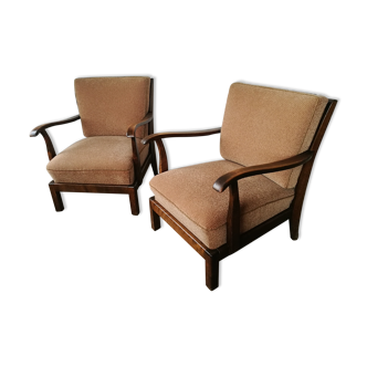 Pair of art deco velvet armchairs