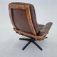 Midcentury Swivel Leather/Wood Armchair Göte Möbler Nässjö, Sweden, 1960s
