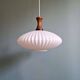 Teak and pleated white opaline suspension, Massive, 1960