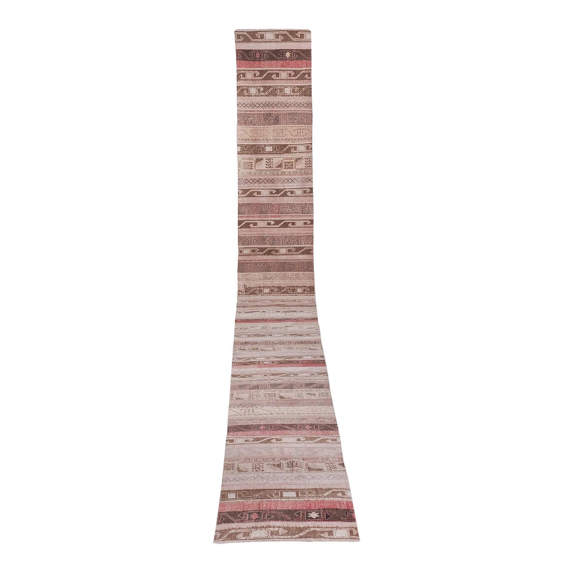 Vintage Turkish hallway rug 75x836 cm