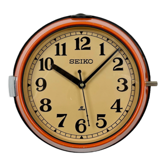 Vintage orange Seiko navy wall clock, 1970s