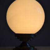Art Deco table lamp with white opaline glass globe