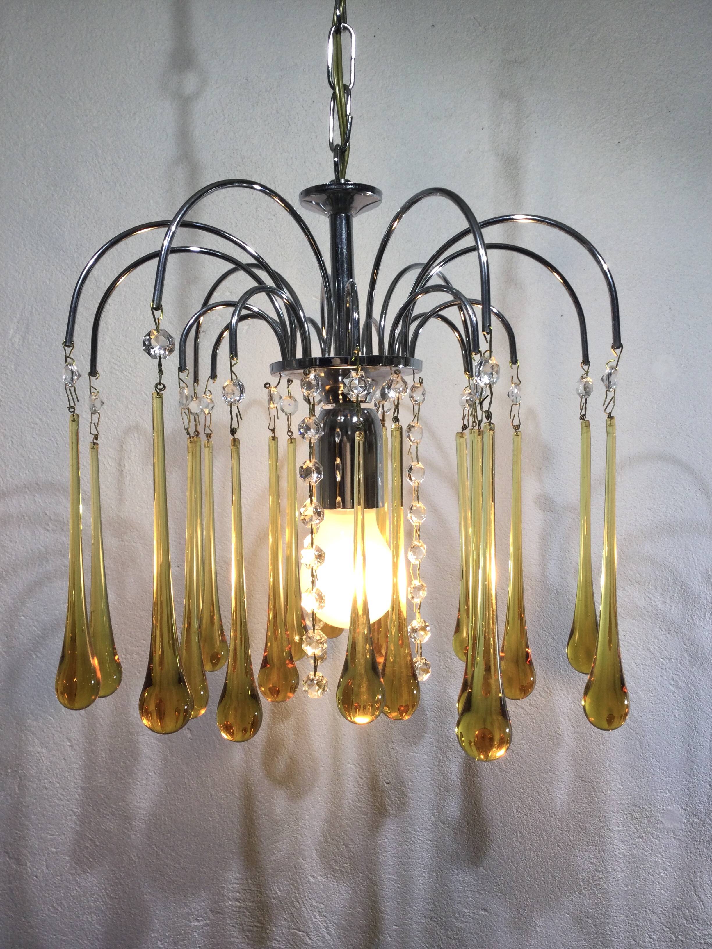 Murano chandelier drops in amber crystal