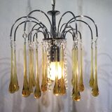 Lustre murano gouttes en cristal ambre