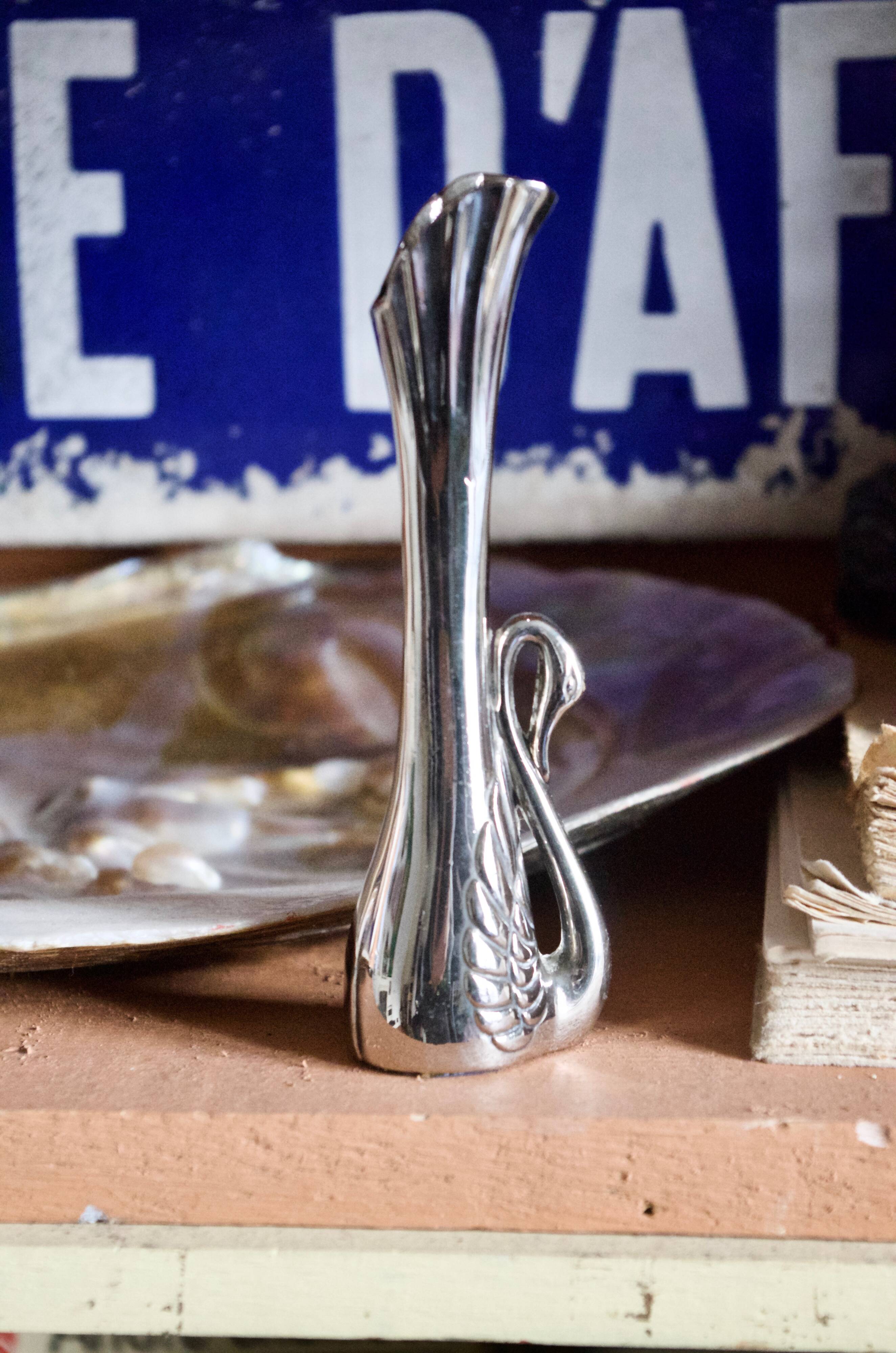 Small vintage Art Deco vase in silver metal