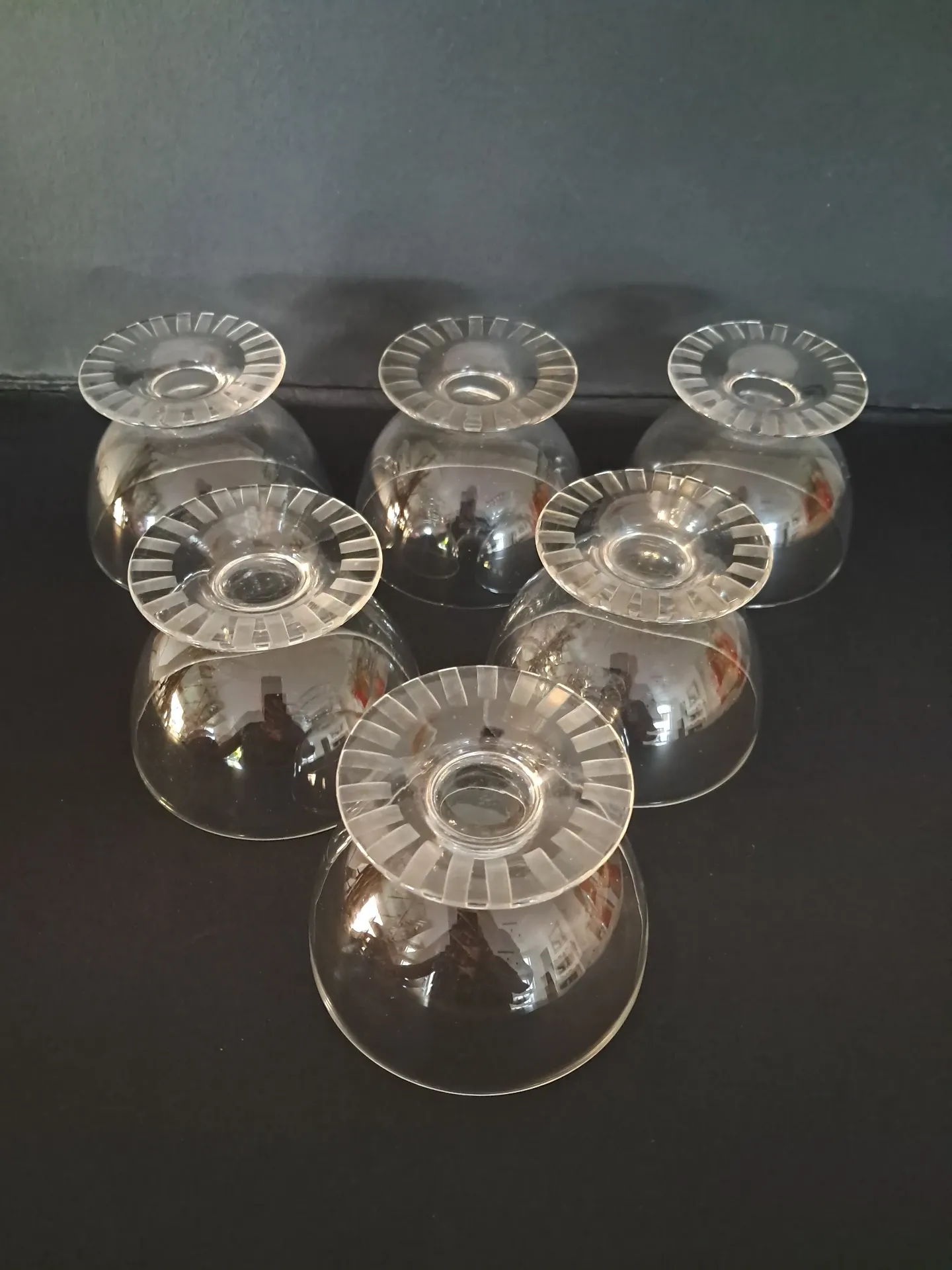 6 champagne coupes Briançon signed Daum