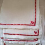 6 thread napkins, hand-embroidered surround and pattern.