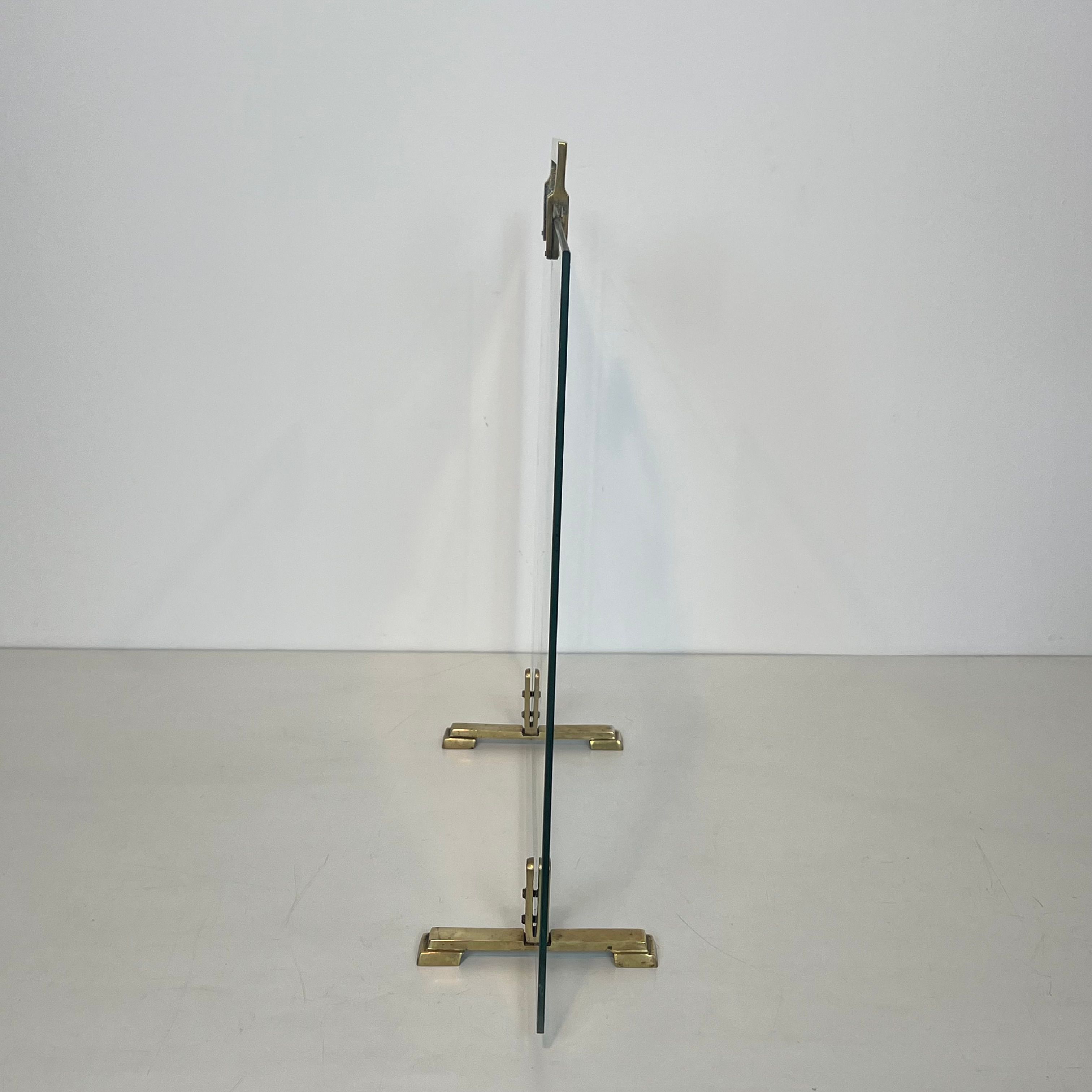 Glass and brass fire screen