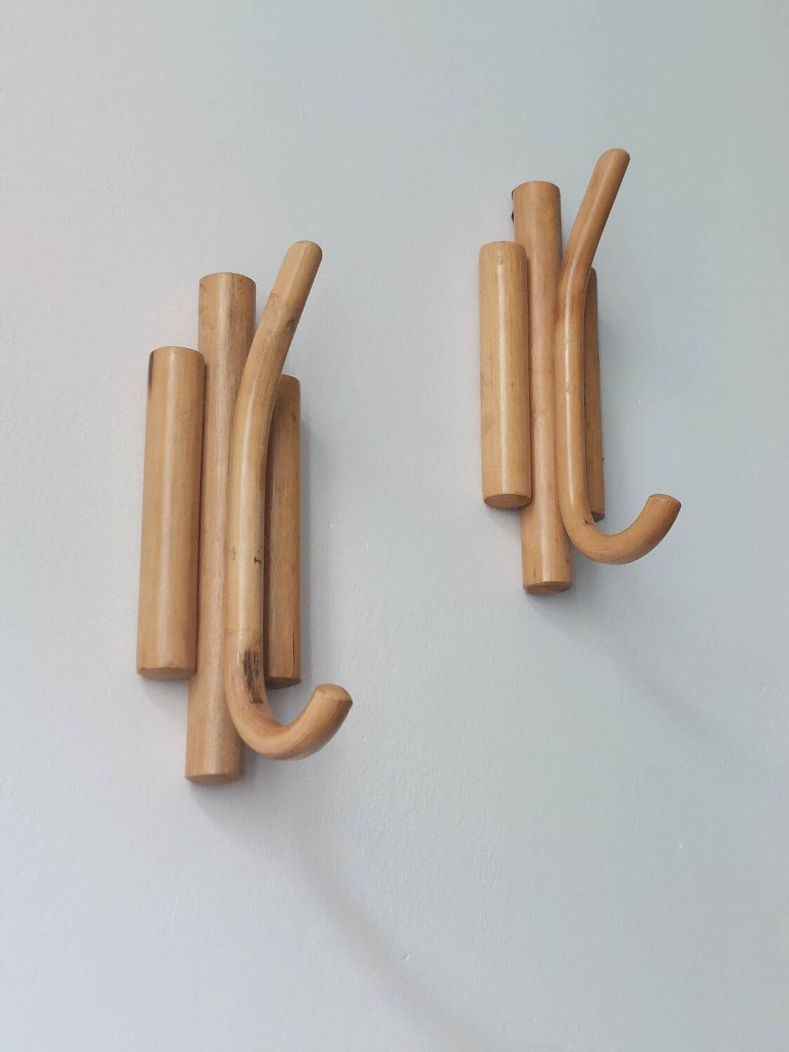 Porte-manteaux muraux vintage en bambou du milieu du siècle