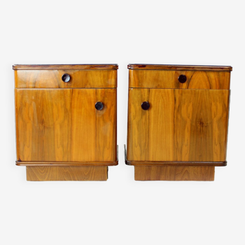 1950s Bedside Tables In Walnut, Czechoslovakia