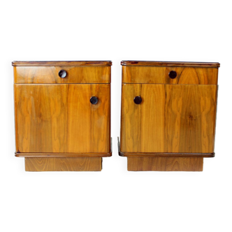 1950s Bedside Tables In Walnut, Czechoslovakia