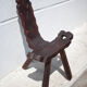 Brutalist wooden chair, tripod chair, Spanish chair