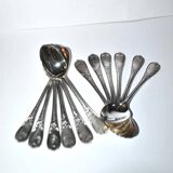 Set of 12 ercuis soup spoons in silver metal - marly rocaille decoration 20.5cm