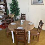 Round raw wood table