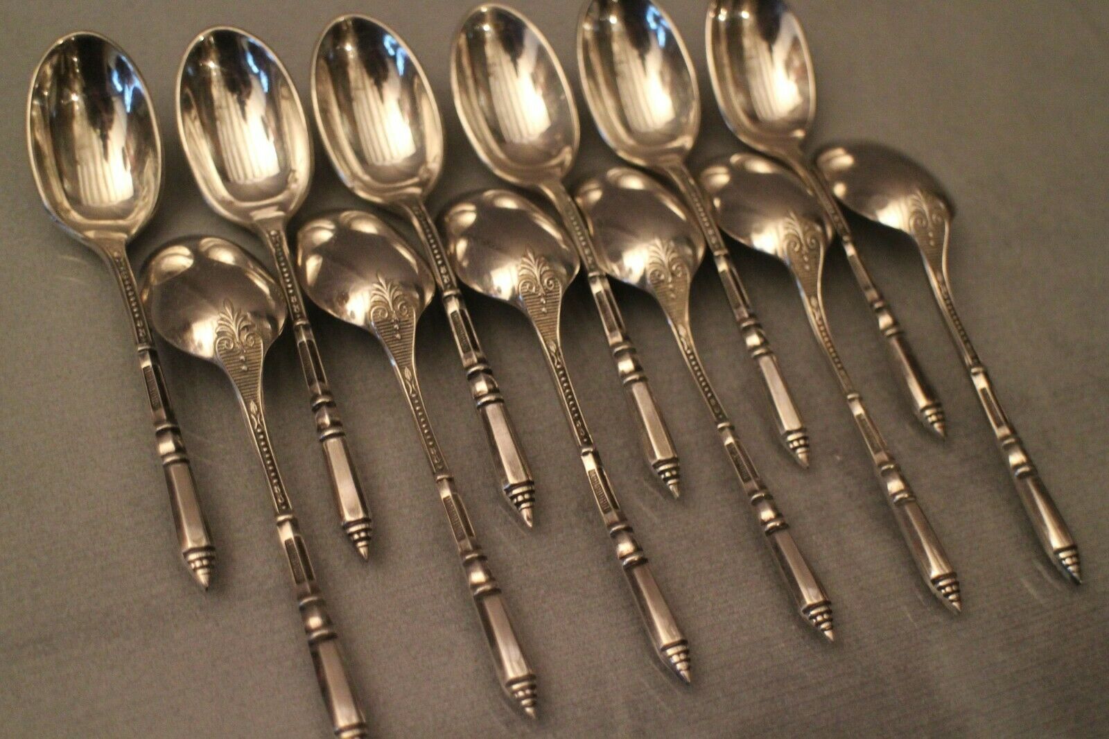 Suite of 12 small spoons with Russian silver metal ERCUIS Regency style