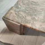 Table basse en marbre, forme goutte d'eau vieux rose