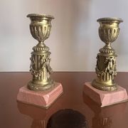 pair of antique bronze candlesticks