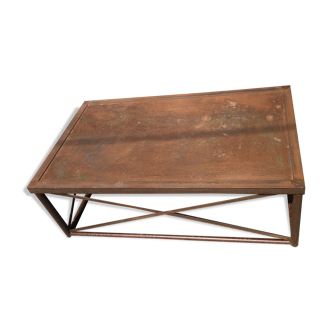 Large undue steel/zinc coffee table beautiful natural patina