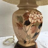 Former ceramic potiche lamp base wood - abat-day vintage beige fabric