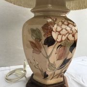 Former ceramic potiche lamp base wood - abat-day vintage beige fabric