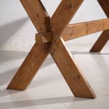 Antique solid wood table with green patina (c.1920)
