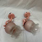 80s wall lights in pink opaline and pink painted iron