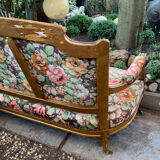19th-century floral velvet bench