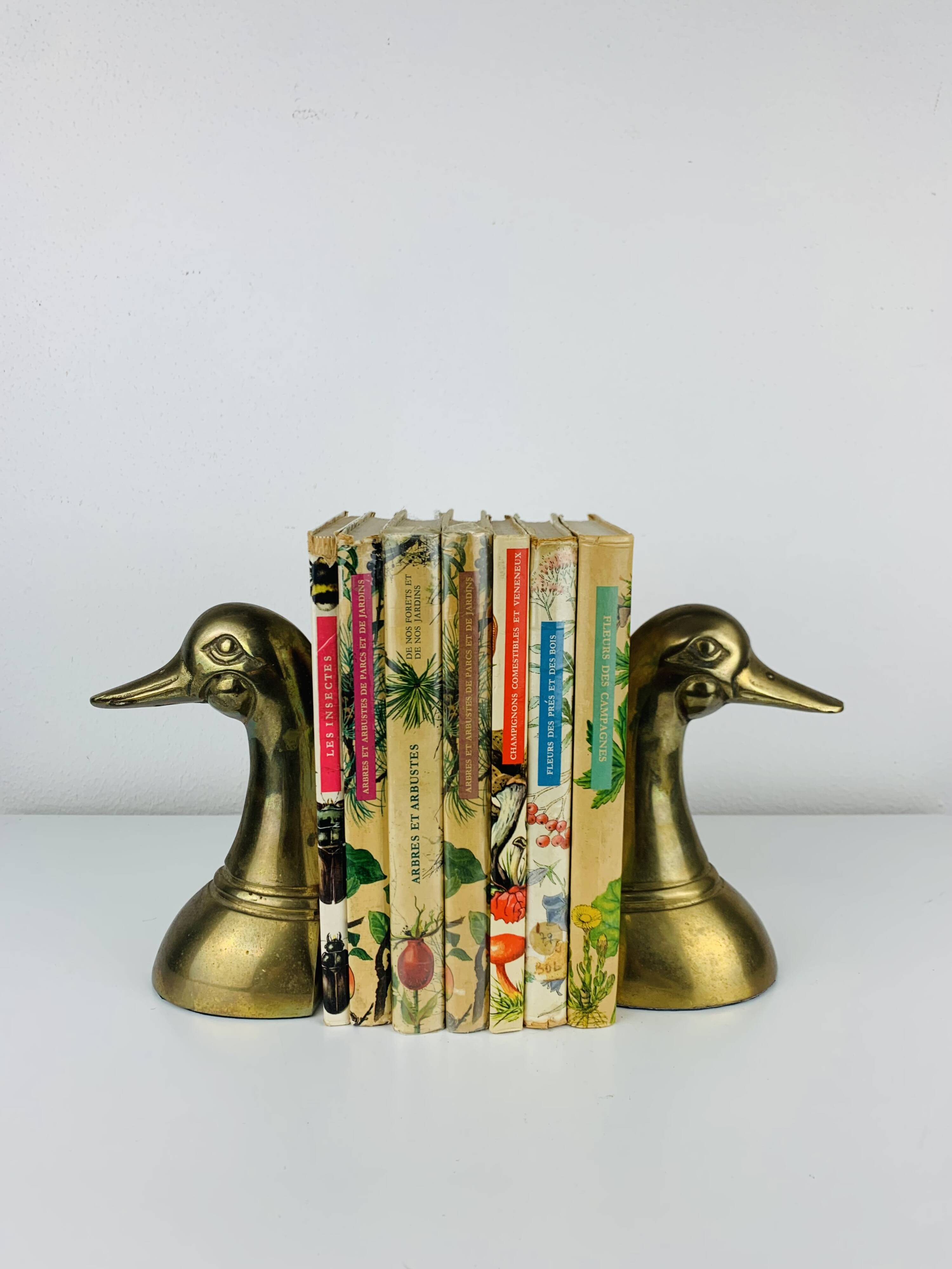 Pair of vintage brass duck bookends