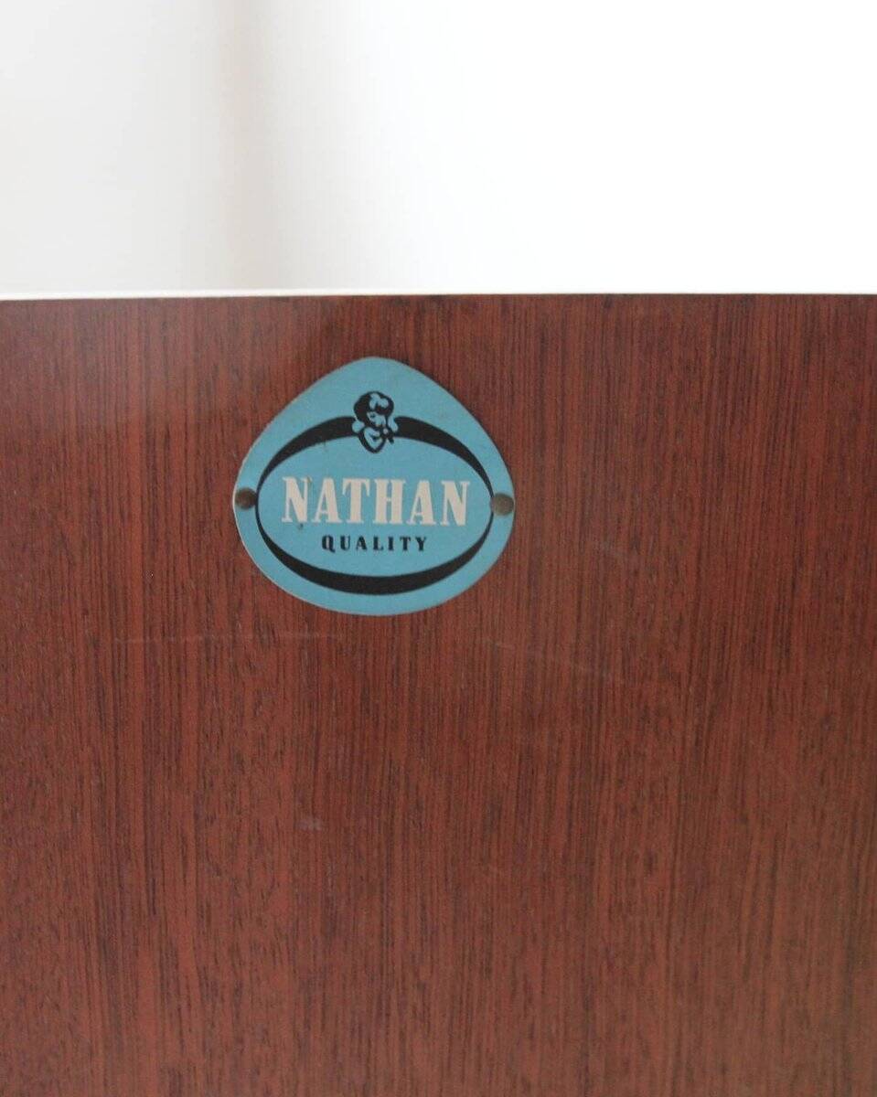 Armoire Nathan 1960s en bois marron — meuble au style mid-century