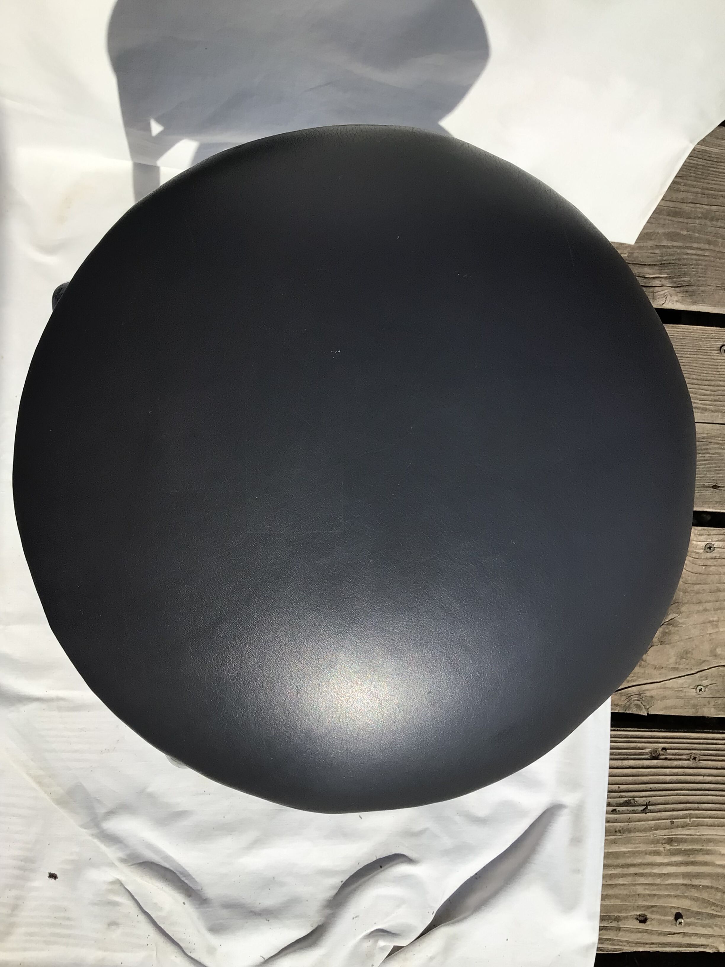 Industrial stool seat dark grey leather