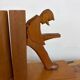 Vintage Mid-Century Cubist German Carved Wood Bookends – Art Deco Style