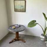 Empire walnut and marble pedestal table, late 19th century