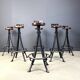 Vintage brutalist wrought iron bar stools, 1970s - set of 6
