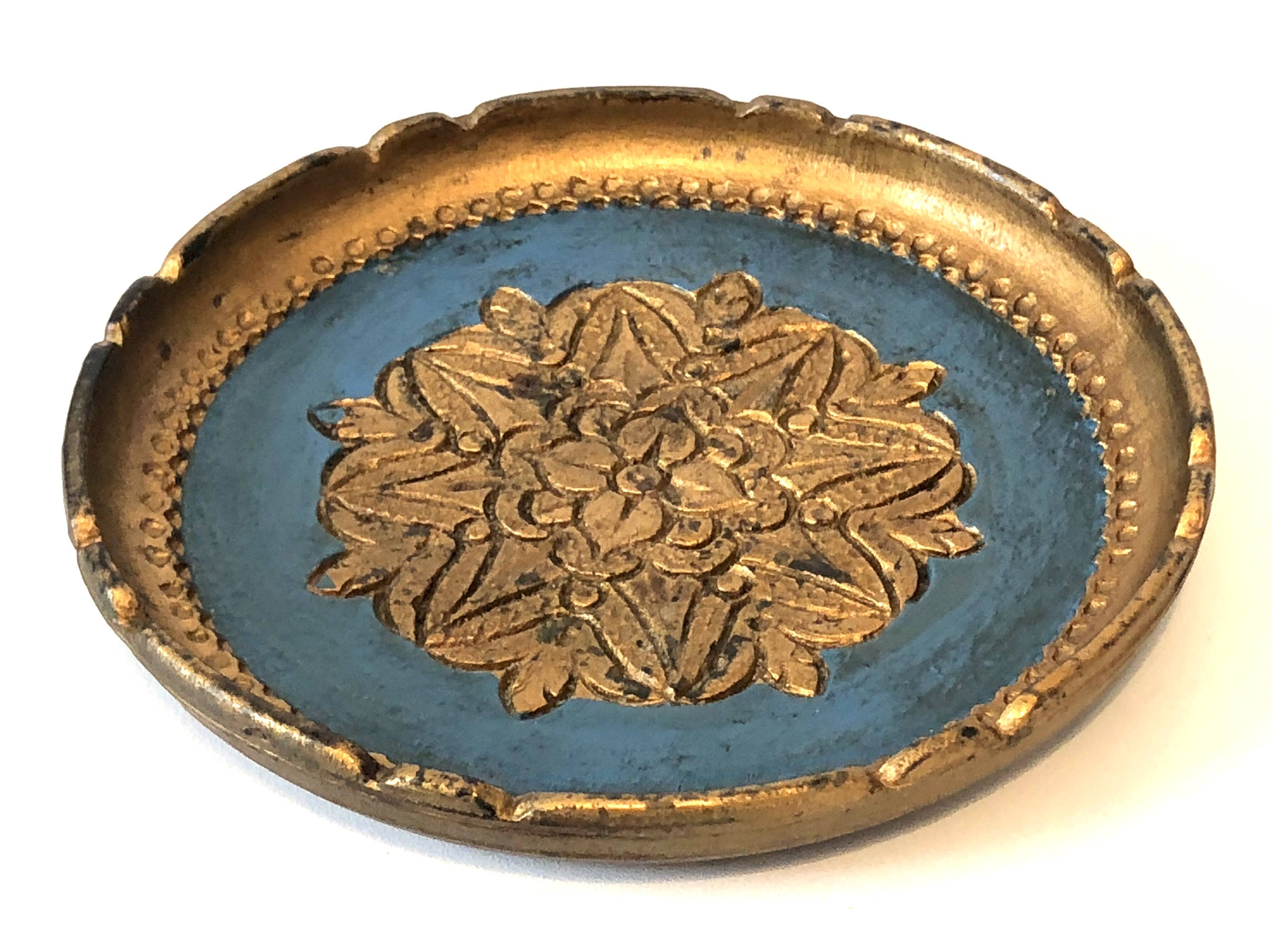 Italian cup golden wood blue