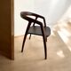 solid wood chair with dark wood armrests
