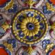 Ceiling light or rosette in enamelled ceramic from the end of the 19th century.