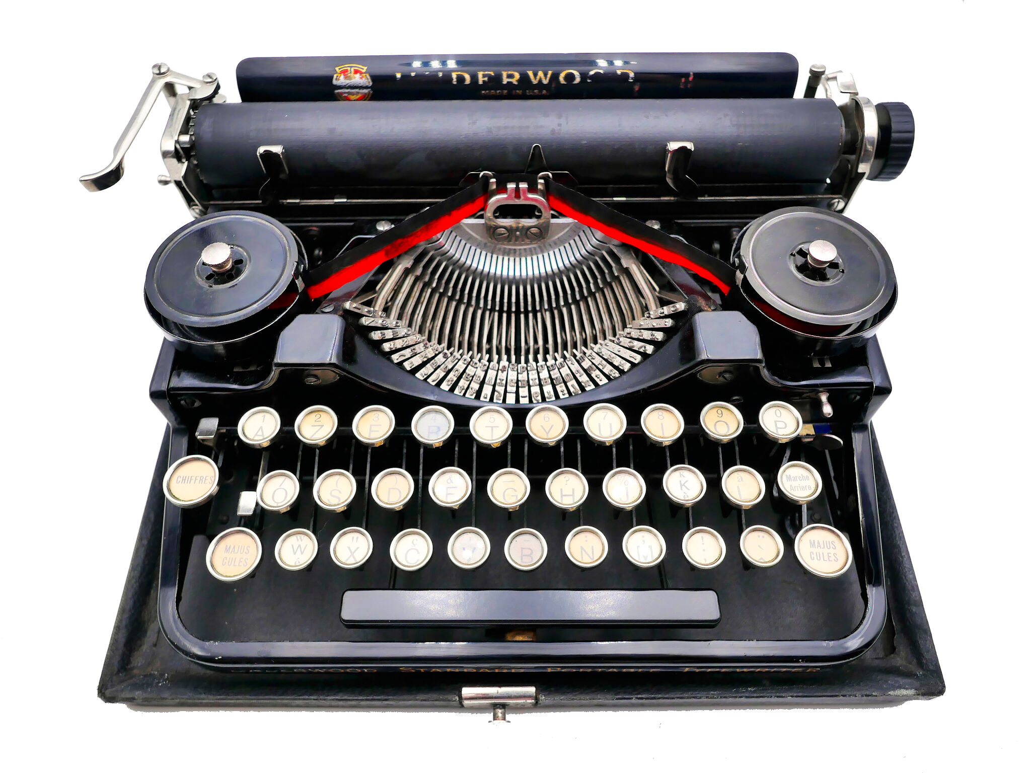 1926 new tape revised black tape underwood typewriter 3 bank