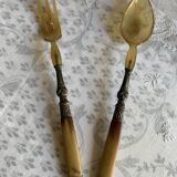 Horn and metal salad servers from the 1920s