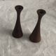 Pair of candlesticks in vintage stained birch wood, Scandinavian design