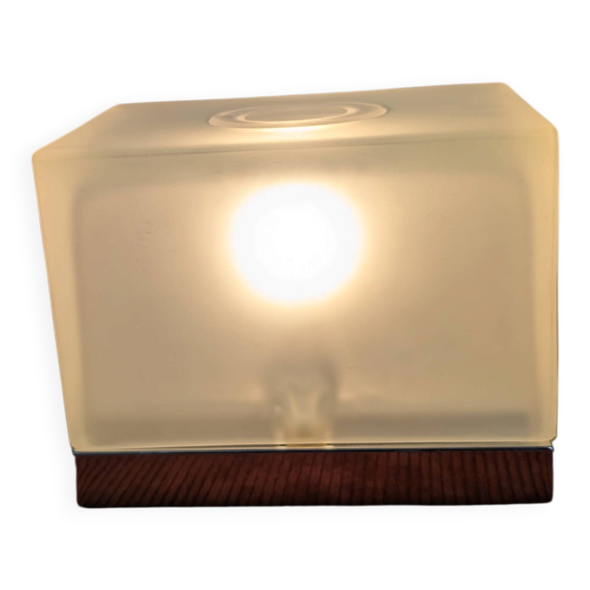 Night light - Chrome and Opaline Block
