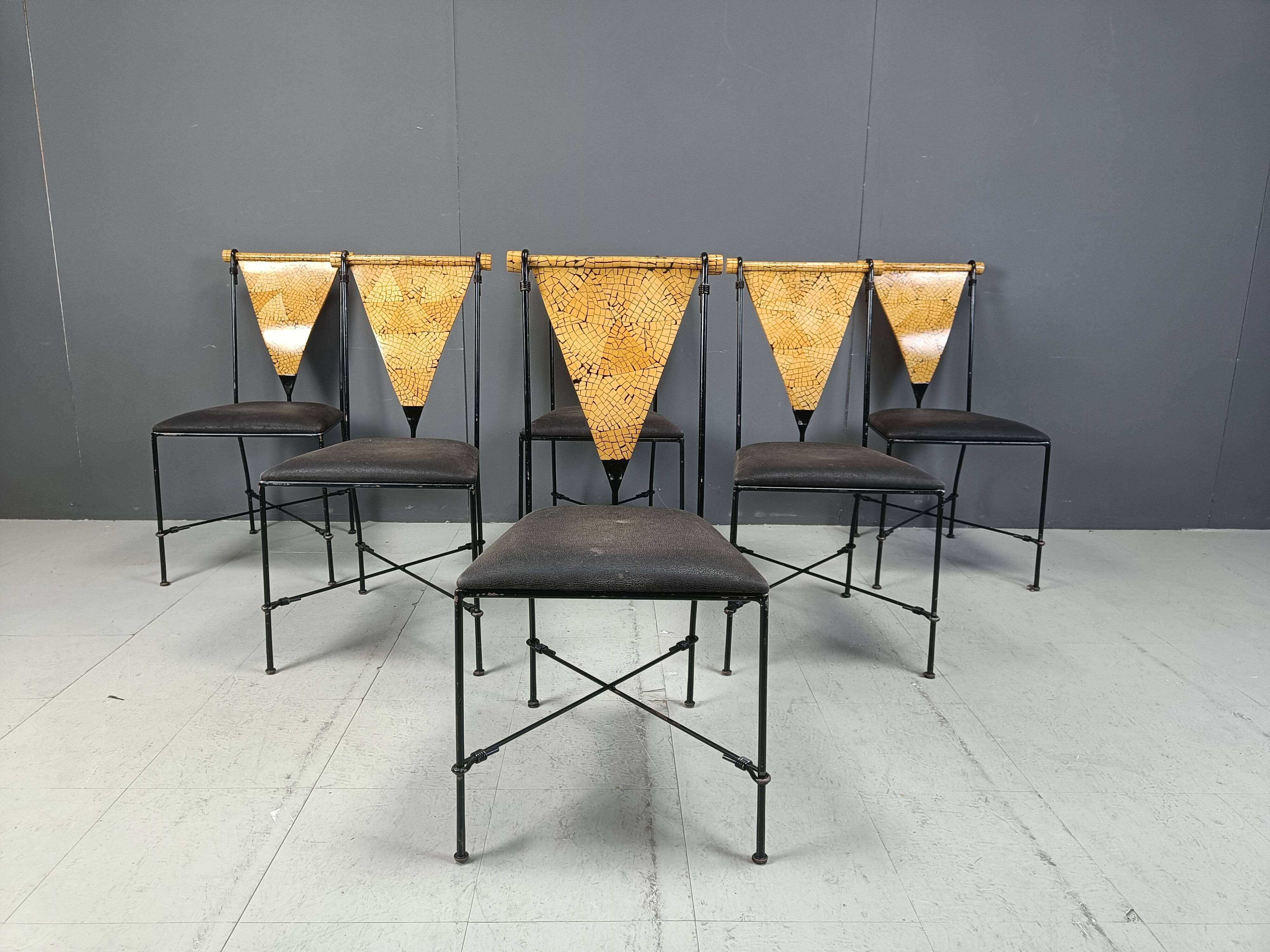Set of 6 post modern dining chairs, 1970s