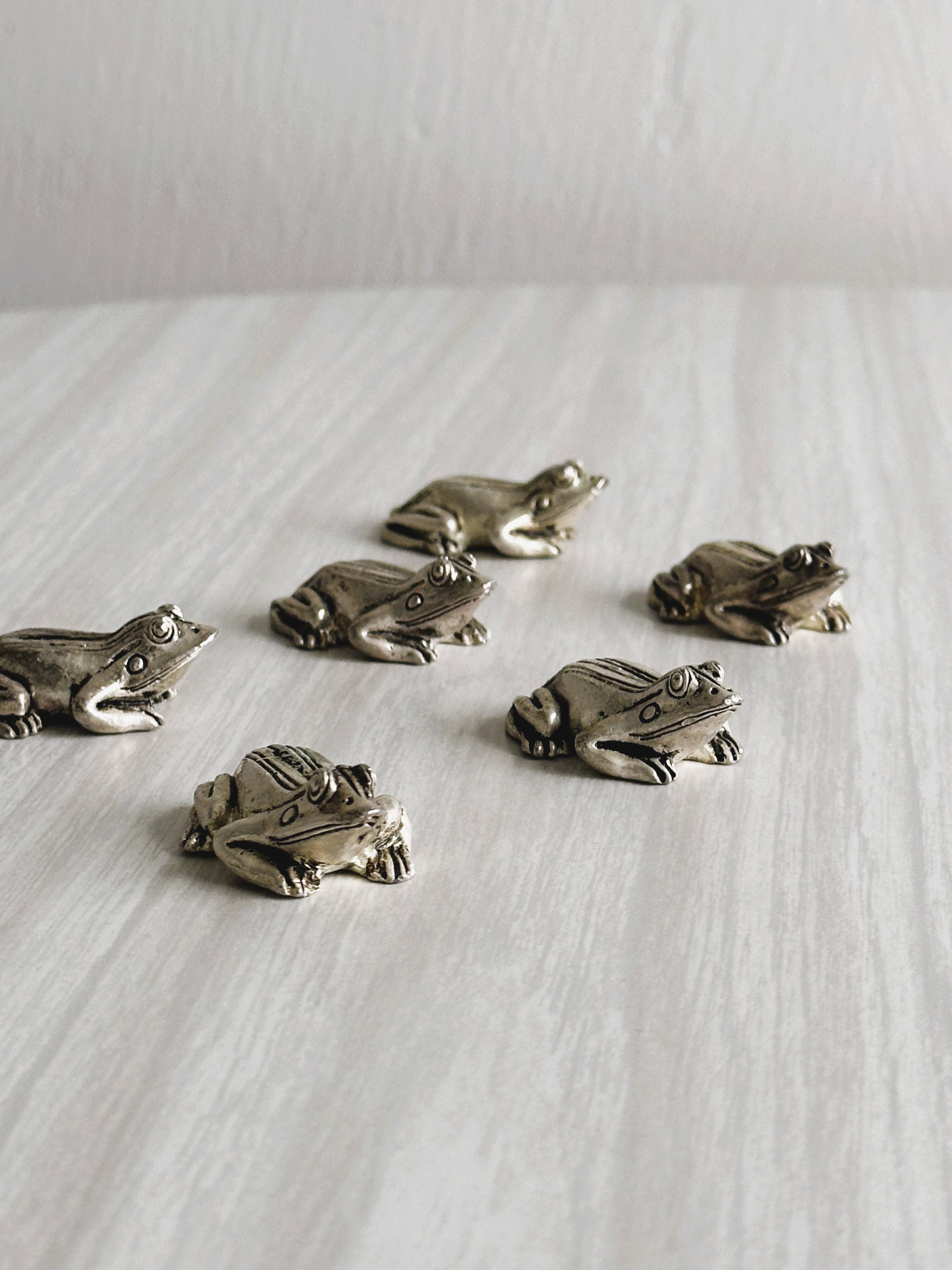Lot de 6 porte-couteaux grenouilles en métal