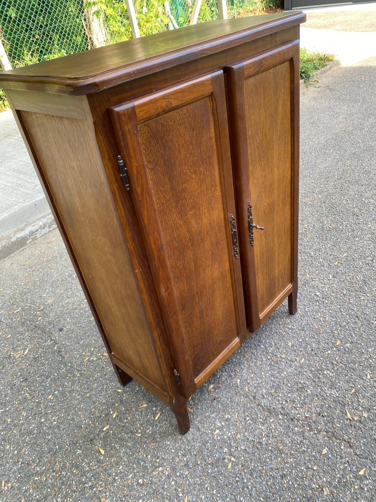 Vintage wooden shoe cabinet in Louis XV bibus style 1950.