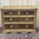 English chest of drawers in frene and nineteenth yew magnifying glass