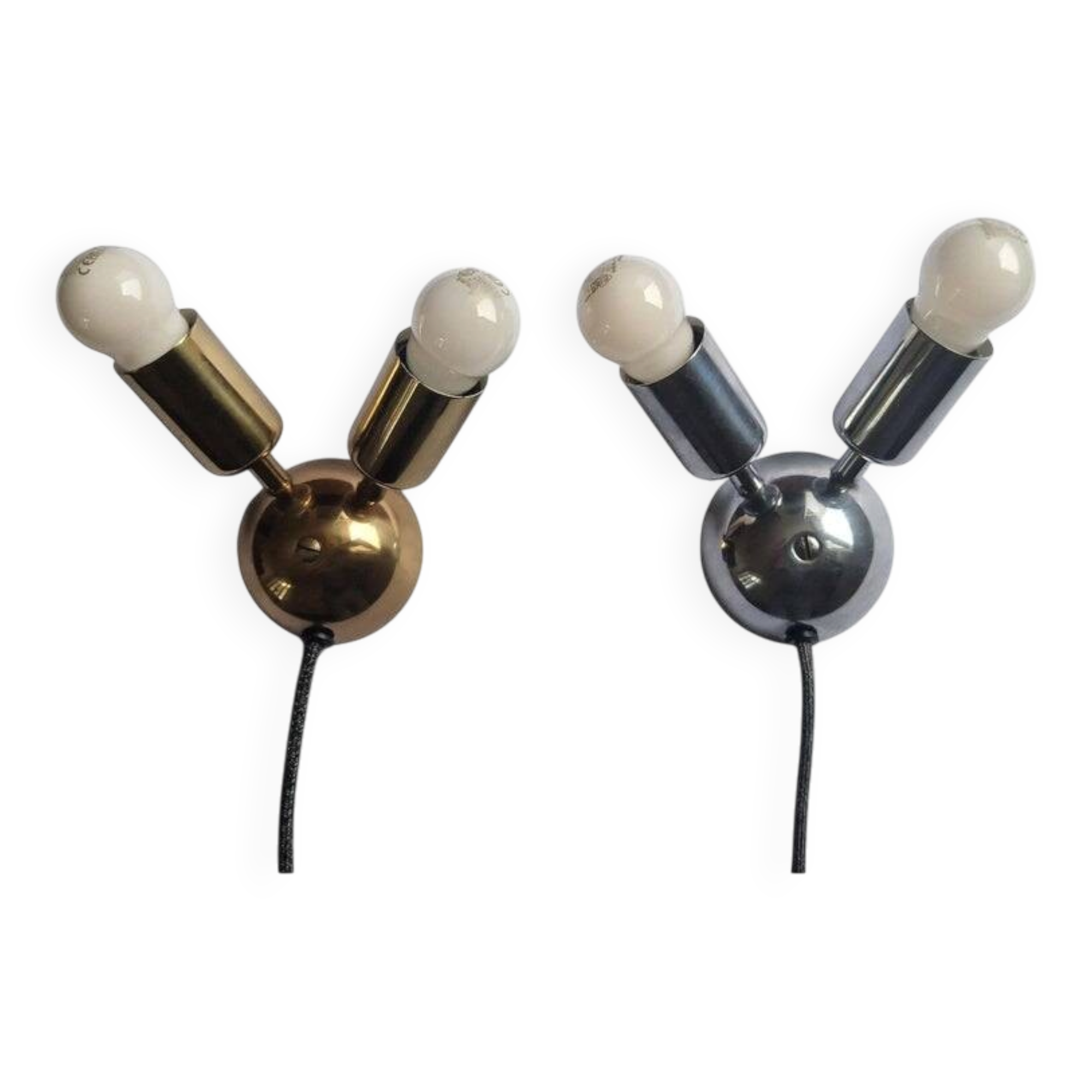 Set of Two Rare Midcentury Wall Lamps Drupol Sputnik, 1970s