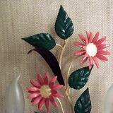 Vintage French double light earthenware wall lamp