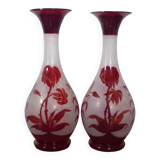 Paire de vases en verre