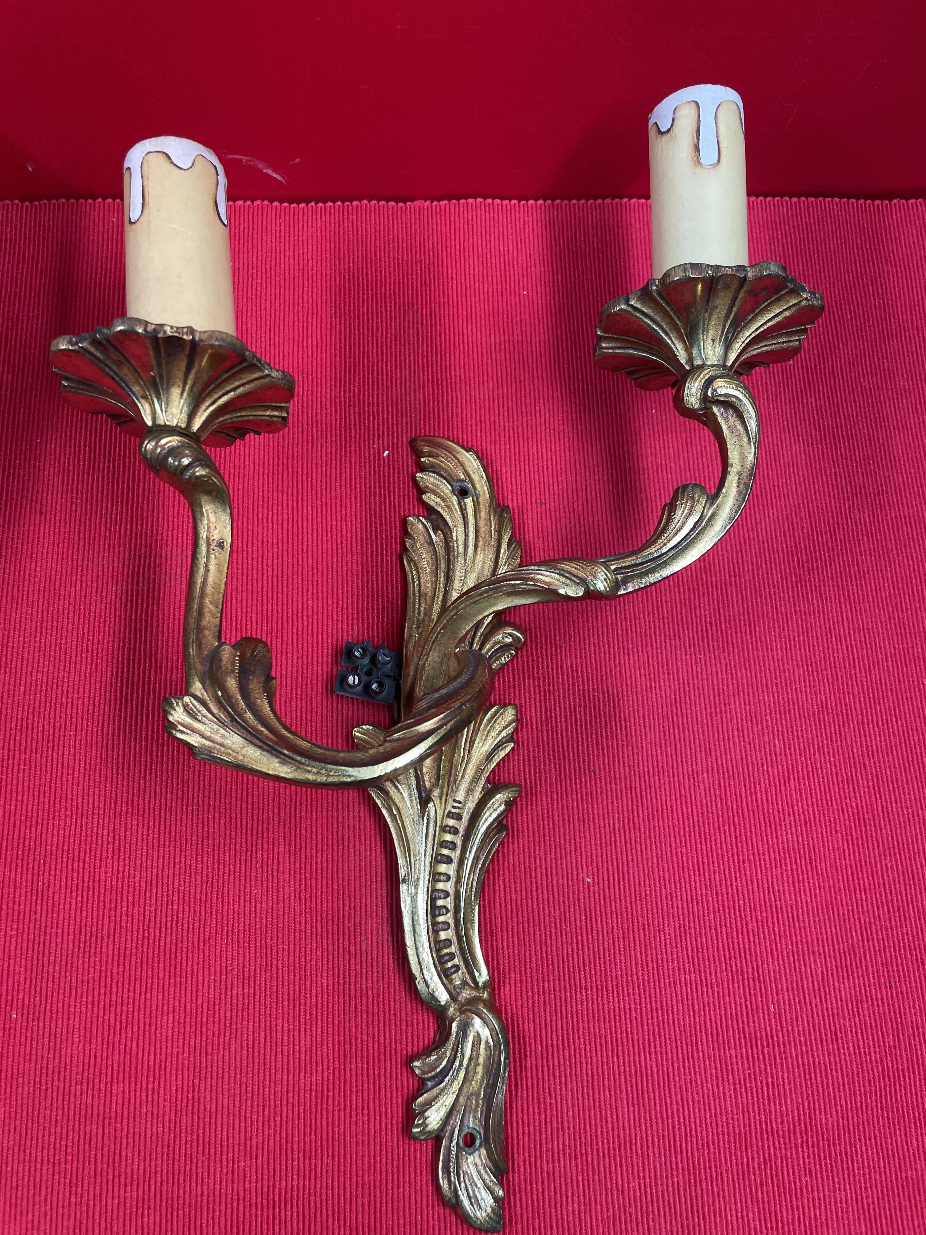 Pair of Louis XV style wall lights, Baroque, gilded bronze